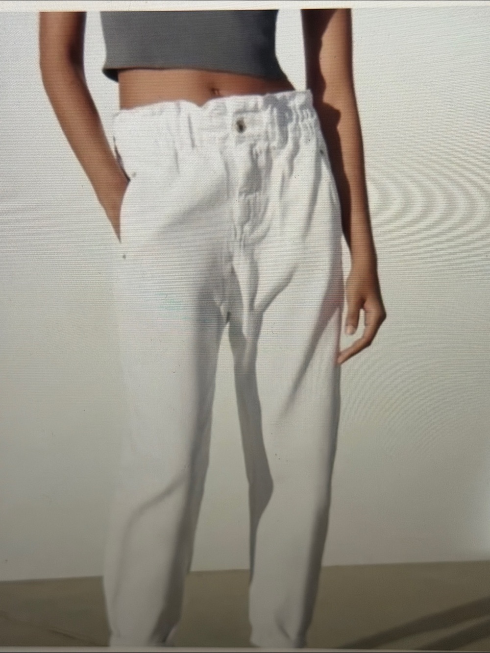 Zara High Rise Paperbag baggy Cropped jeans Sz 0